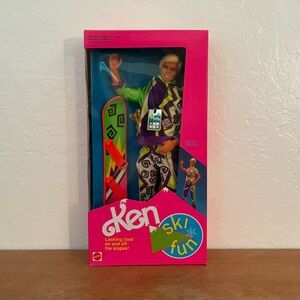 1991 Ski Fun Ken Doll with Green and Purple Outfit NRFB
